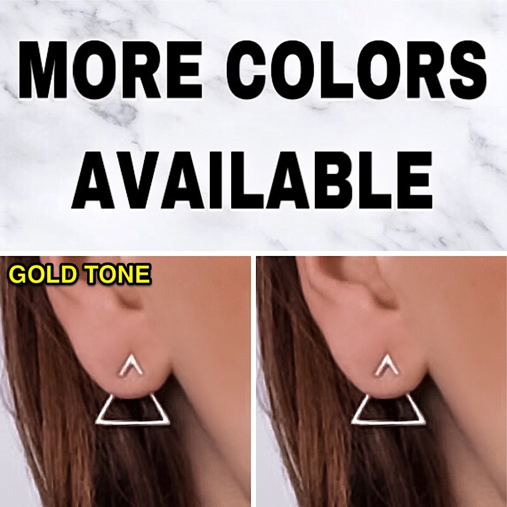 ⚜️[𝟯/$𝟭𝟴]⚜️Gold Triangle Jacket Earrings NEW - Picture 9 of 11